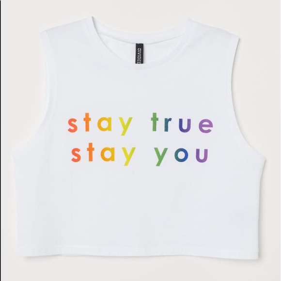 PRIDE STAY TRUE STAY YOU Rainbow Crop Top - Picture 3 of 4